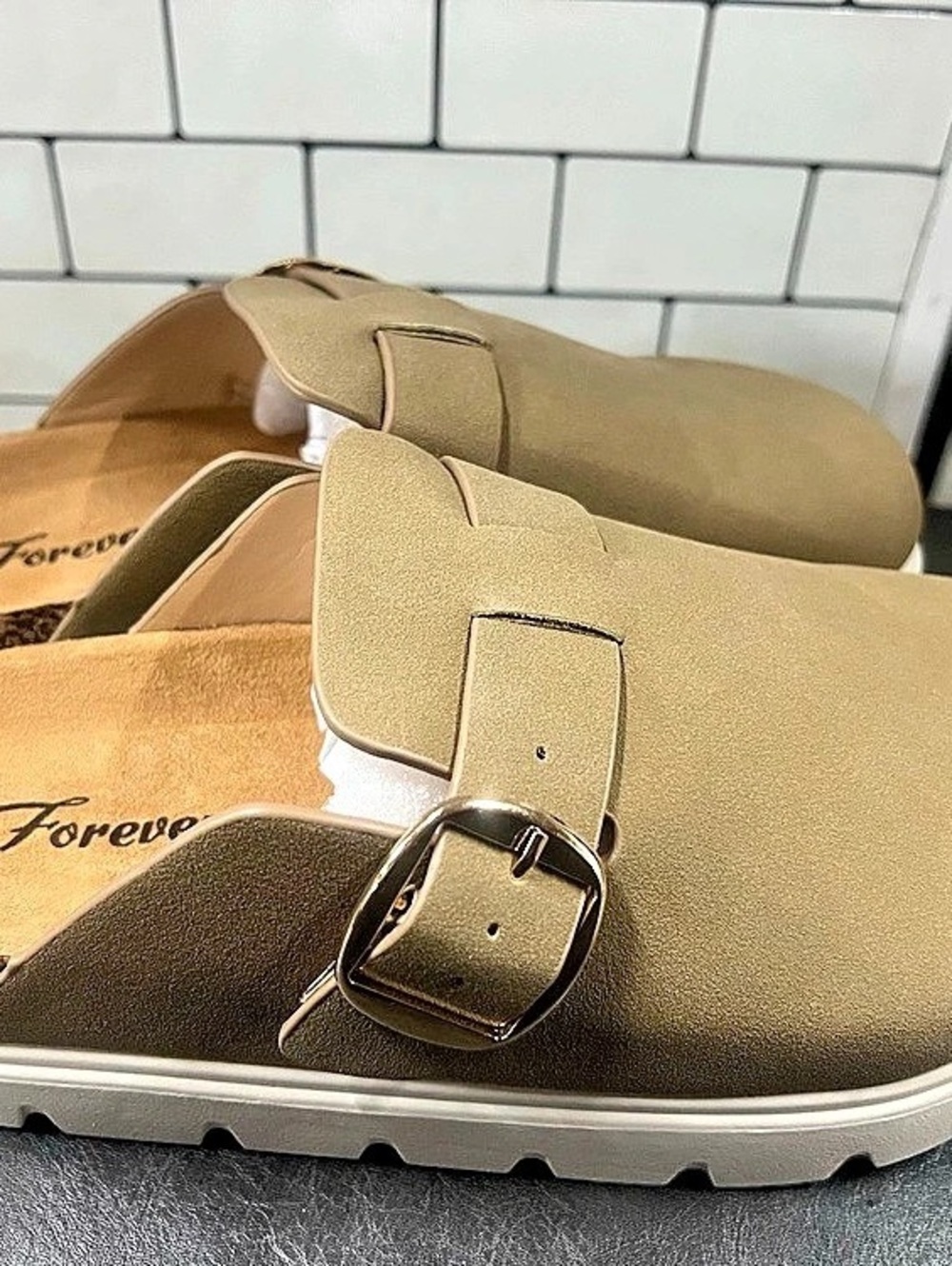 Forever Green Buckle Platform Sandals